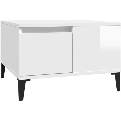 Maison Chic Klubska mizica - kavna mizica - Nizka mizica visok sijaj bela 55x55x36,5 cm inženirski les, (21752753) Slike