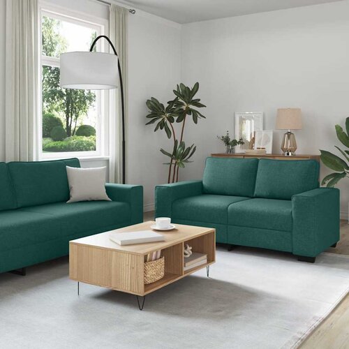  Dvodijelni set sofa s jastucima, tamnozelena tkanina Cene