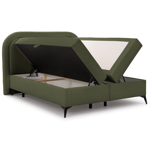 Ropez Zelena boxspring postelja s prostorom za shranjevanje 160x200 cm Ornes &amp;ndash; Slike