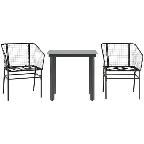 vidaXL Vrtni blagovaonski set od 3 dijela crni poliratan staklo - Crna 80 x 80 x 74 cm 2 Cene