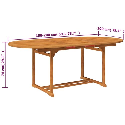  7-dijelni vrtni blagovaonski set od masivnog bagremovog drva 150-200 cm Slike