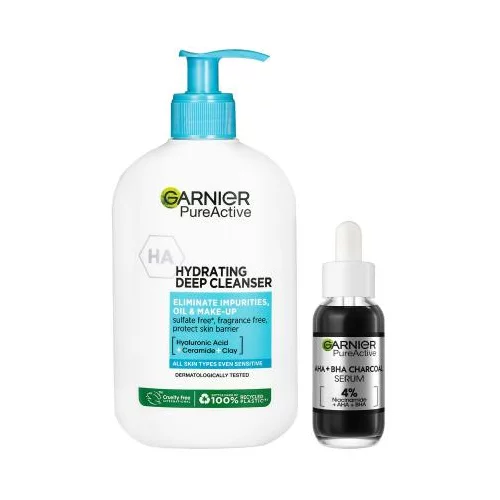 Garnier Pure Active Hydrating Deep Cleanser Set gel za čišćenje lica 250 ml + serum za lice 30 ml unisex