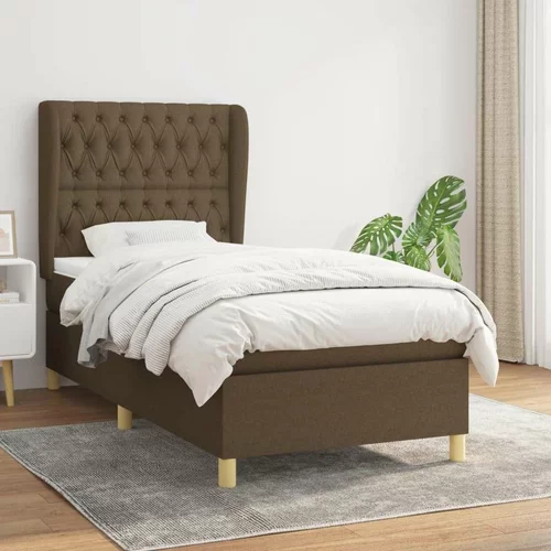  Box spring postelja z vzmetnico temno rjava 100x200 cm blago, (20726438)