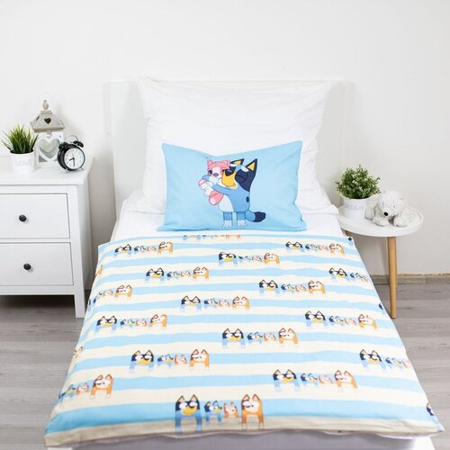 Jerry Fabrics Modra bombažna otro&amp;scaron;ka posteljnina za otro&amp;scaron;ko posteljico 100x135 cm Bluey &amp;ndash; Slike