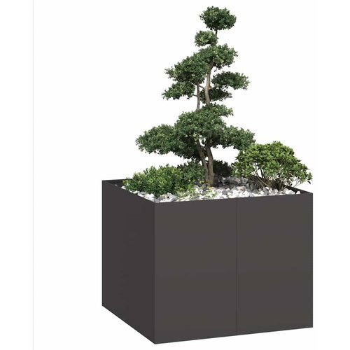 vidaXL Plantažni lonček črn 100x100x80 cm Jeklo Cene