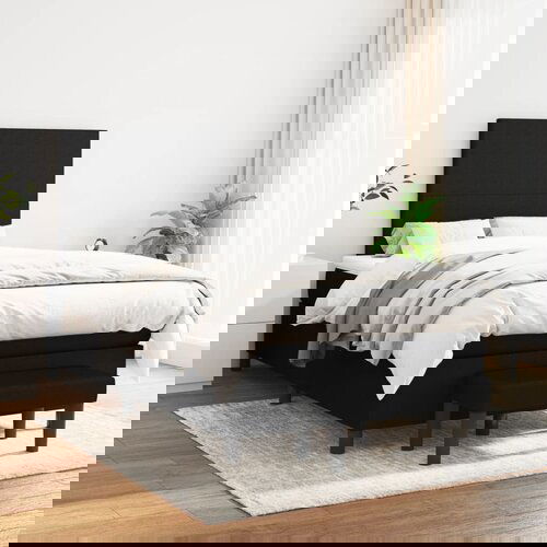 VidaXL Box spring postelja z vzmetnico črn 120x200 cm blago Slike