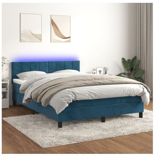 vidaXL Box spring s madracem LED tamnoplavi 140x190 cm bar&scaron;un Cijene