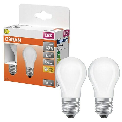 Osram Star Set LED sijalk Classic P (E27, Ni mogoče zatemniti, Toplo bela, 470 lm, 3,4 W, 2 kos) Slike