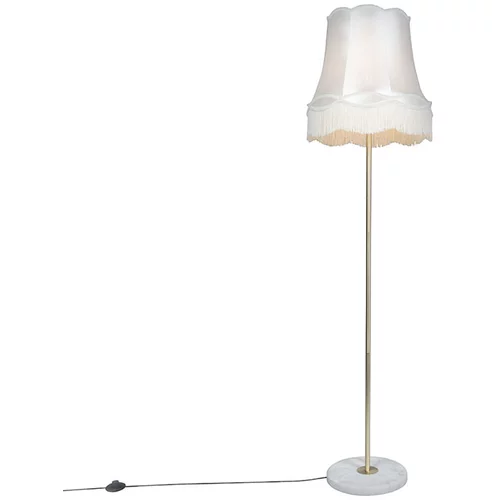 QAZQA Retro talna svetilka medenina s kremo Granny 45 cm - Kaso