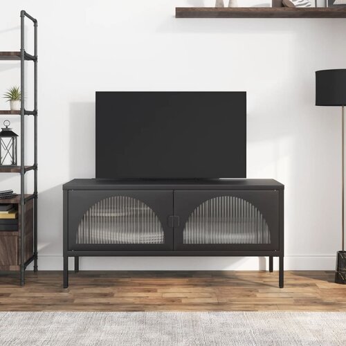 TV ormarić crni 105 x 35 x 50 cm od stakla i čelika Cijene
