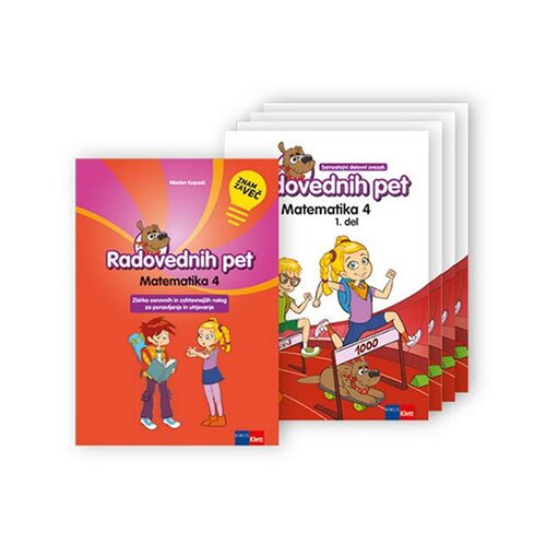  RADOVEDNIH PET 4, komplet samostojnega delovnega zvezka za matematiko in Znam za več Radovednih pet Slike