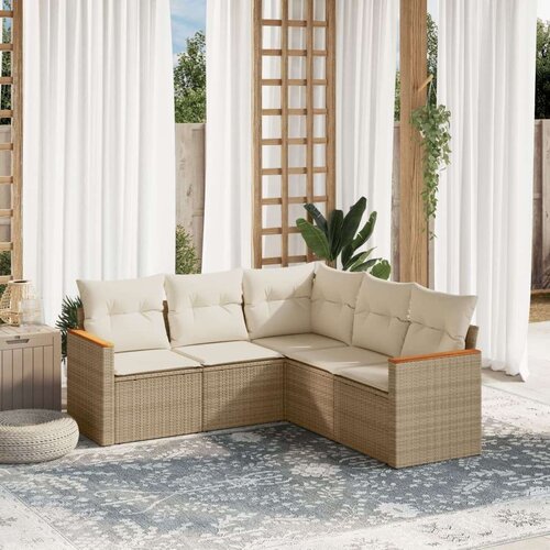  5-dijelni vrtni set sofa s jastucima bež od poliratana Cijene
