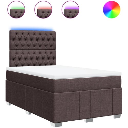 vidaXL Box spring postelja z vzmetnico temno rjava 120x190 cm blago, (21310486) Cene