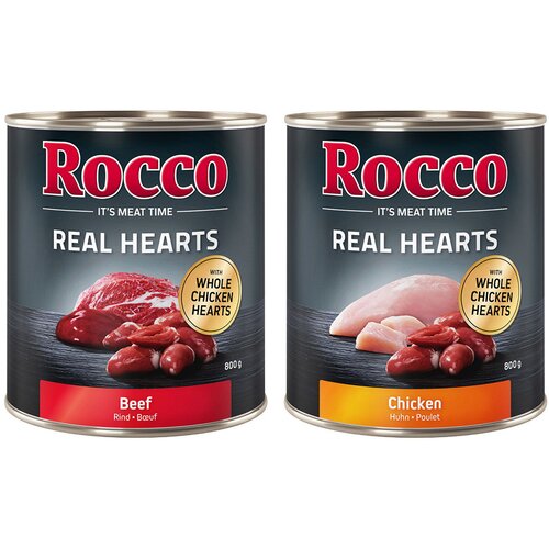  Varčno pakiranje Rocco Real Hearts 24 x 800 g - Mix: Govedina in Pi&scaron;čanec Cijene