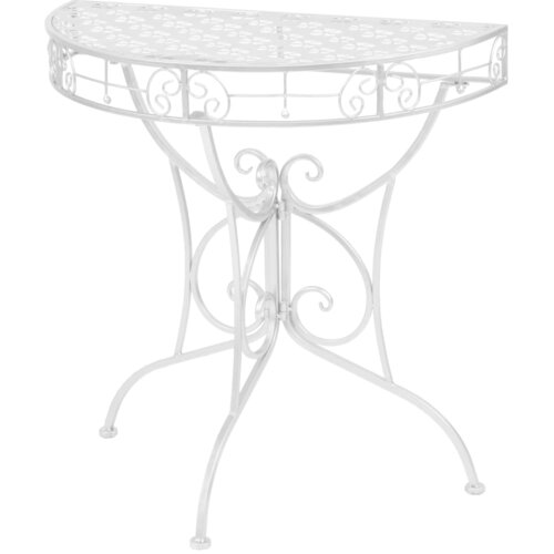  Bočni starinski stolić polukružni metalni 72x36x74 cm srebrni Slike
