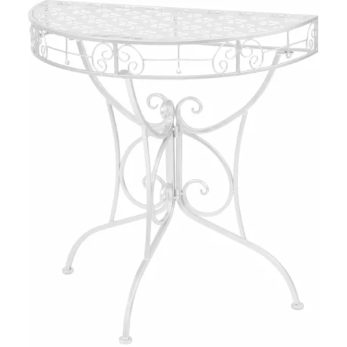  Odstavna mizica starinska polkrožna kovina 72x36x74 cm srebrna, (20818554)