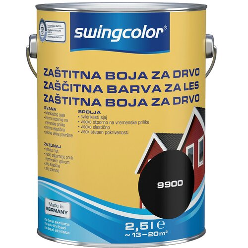 SWINGCOLOR zaščitna barva za les (barva: črna; 2,5 l, na vodni osnovi) Cene