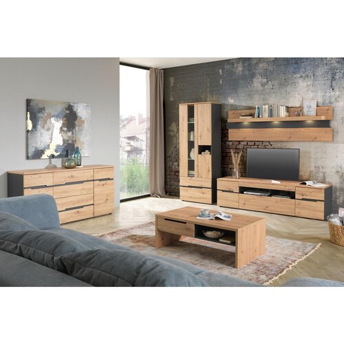 Hom`in DNEVNI REGAL, barve grafita, hrast artisan Slike