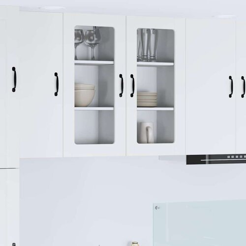  Zidni kuhinjski ormarić s policom 2 pcs Bijelo 40 x 31 x 80 cm Slike