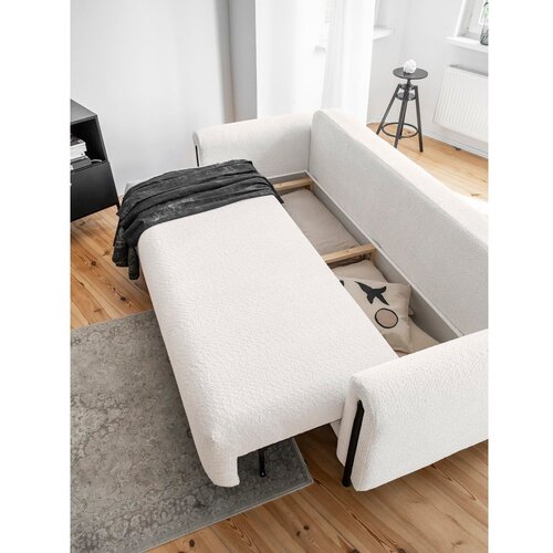ELTAP Krem sklopiva/s prostorom za odlaganje sofa od boucl&amp;eacute; tkanine 244 cm Arcadova &amp;ndash; Slike