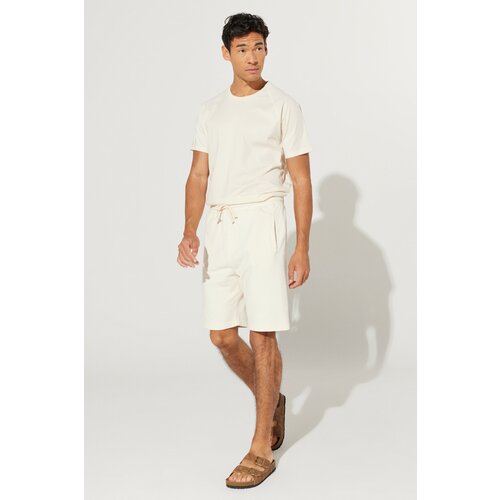 ALTINYILDIZ CLASSICS Men's Ecru Standard Fit Regular Fit 100% Cotton Pocket Shorts Slike