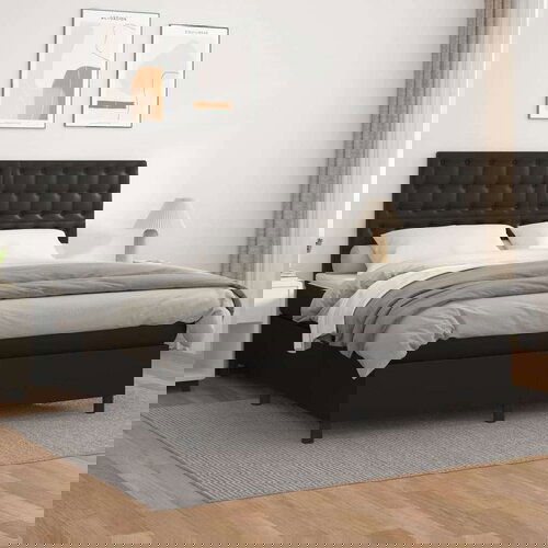  Box spring postelja z vzmetnico črn 160x200 cm umetno usnje, (20901198) Slike