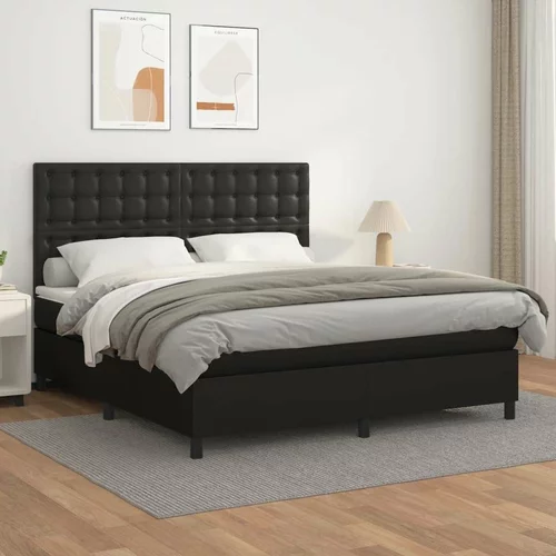  Box spring postelja z vzmetnico črn 160x200 cm umetno usnje, (20901198)