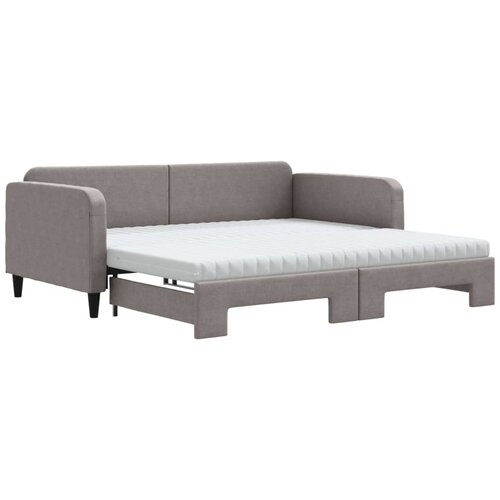 VidaXL Dnevni krevet na razvlačenje smeđesivi 100 x 200 cm od tkanine Slike