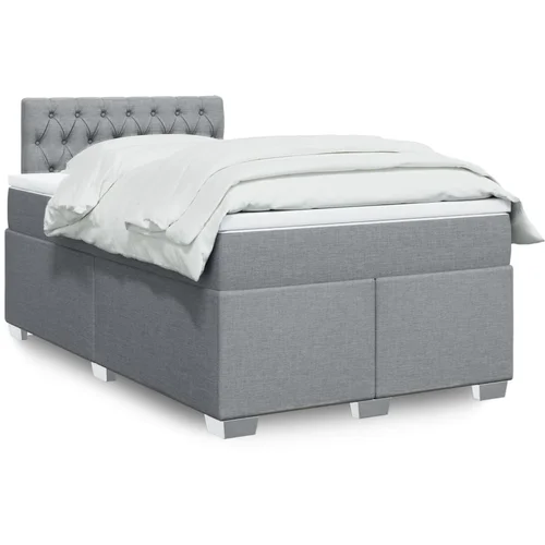 vidaXL Boxspring postelja z vzmetnico svetlo siva 120x190 cm blago