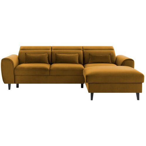 ELTAP Žuta baršunasti sklopiva/s prostorom za odlaganje kutna garnitura (s desnim kutom/s ležaljkom) Foble – Cijene