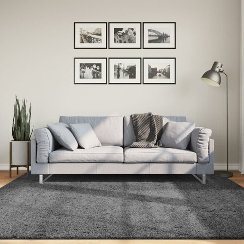 vidaXL Preproga OVIEDO s kratkimi vlakni antracitna 200x200 cm Cene