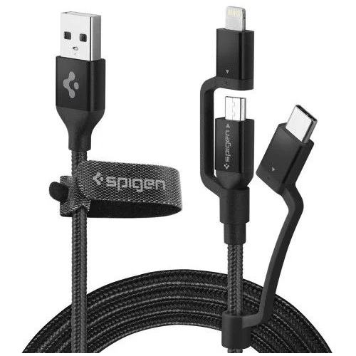 Spigen Kabel 3v1 Lightning + USB-C + microUSB 1,5m C10I3, (20441964)