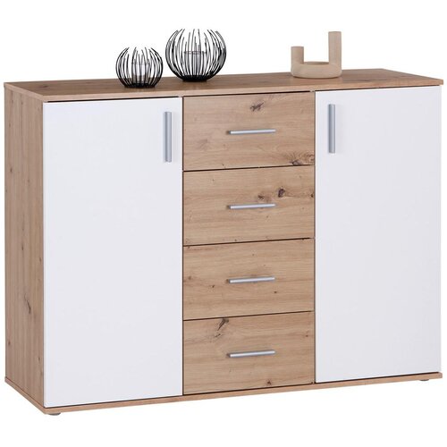 Mömax komoda ina 03, barva hrasta, bela Cene