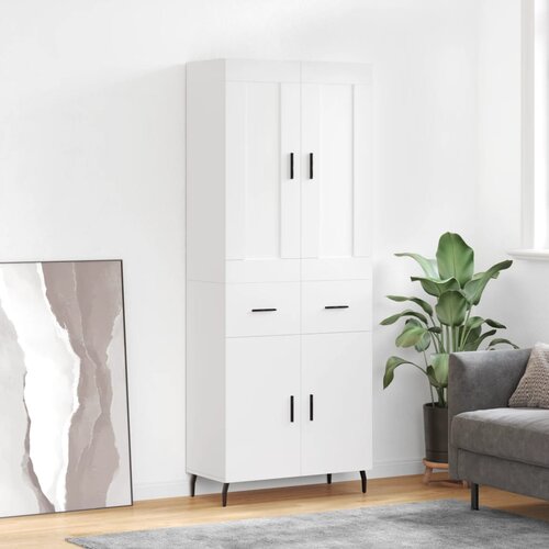 vidaXL Visoka omara bela 69,5x34x180 cm inženirski les Cene