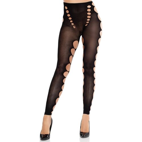 LEG AVENUE HOSIERY LEG AVENUE - SEAMLESS OPAQUE STOCKINGS WITH CUTOUT AT THE FEET BLACK Cene