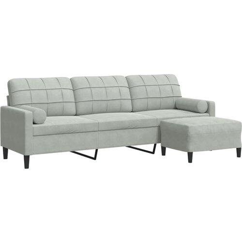 Maison Chic kavč - Sofa - Kanape trosed s stolčkom za noge svetlo siv 210 cm žamet, (21727912) Cene