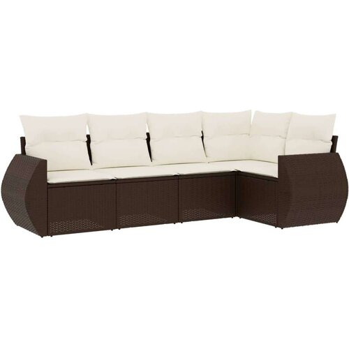 vidaXL 5-dijelni set vrtnih sofa s jastucima poliratan smeđi Cijene