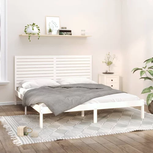  Okvir za krevet od masivnog drva bijeli 180 x 200 cm 6FT veliki