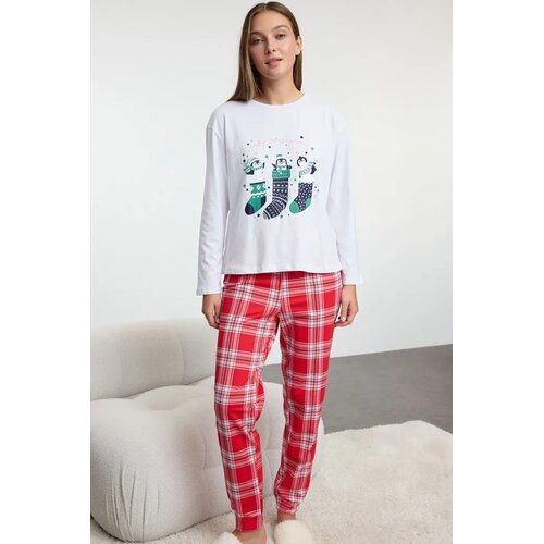 TRENDYOLMILLA Ženski set pidžame Thmaw25Pt00121, Beli Cene