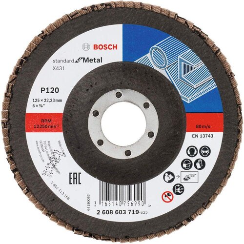 Bosch lamelni brusni disk X431, Standard for Metal 125 mm, 22,23 mm, 120 - 2608603719 Cene