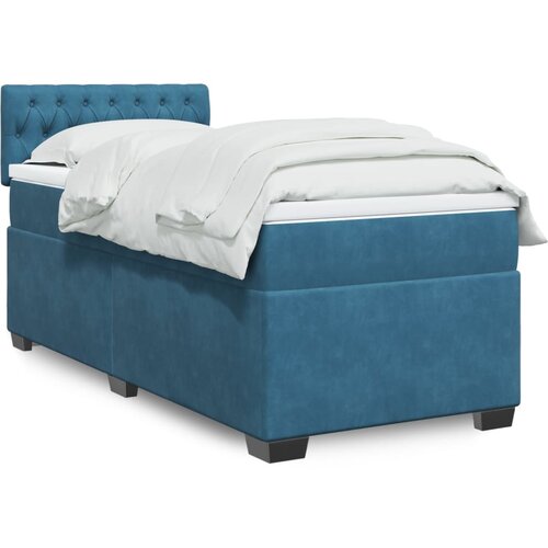  The Living Store Box spring postelja z vzmetnico modra 90x190 cm žamet - Box Spring Postelja, (21492914) Cene