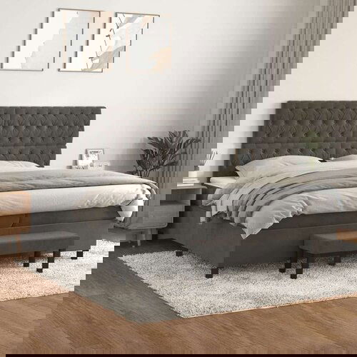  Krevet s oprugama i madracem tamnosivi 200x200 cm bar&amp;scaron;unasti Slike