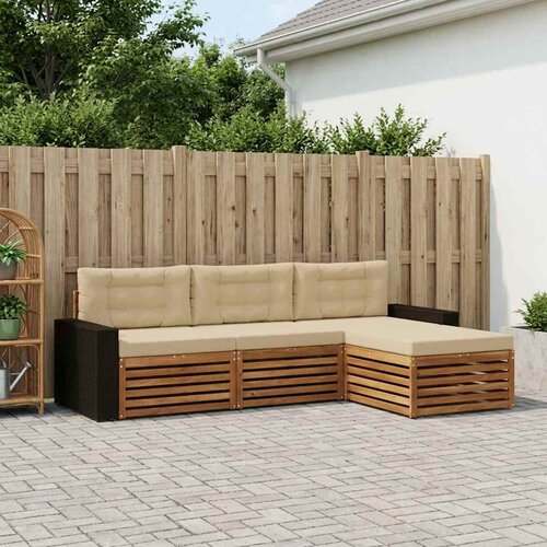  Set vanjskih sofa s jastukom 4 pcs Prirodna i bež Poliester Cene