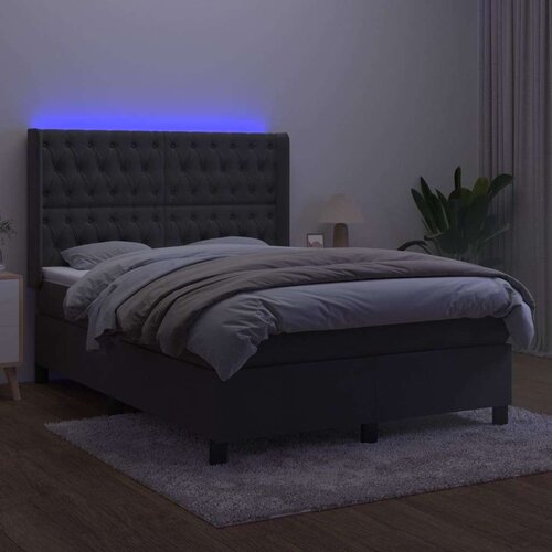  Box spring s madracem LED tamnosivi 140x200 cm bar&amp;scaron;un Slike