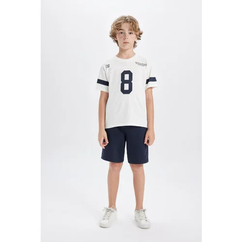 Defacto Boy's Printed Short Sleeve T-Shirt Shorts 2-Piece Set