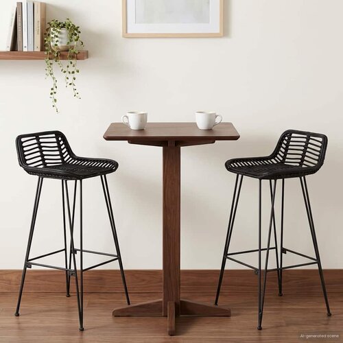  Barski stol 2 pcs Crna 44 x 46 x 91 cm Ratan i Čelik Cijene