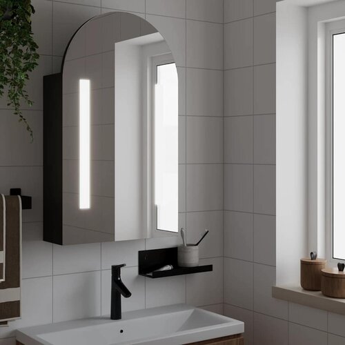  Kupaonski ormarić s ogledalom LED lučni crni 42 x 13 x 70 cm Cijene
