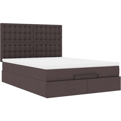 VidaXL Otomanski posteljni okvir z vzmetnico rjav 140x200 cm blago Slike