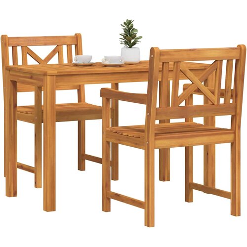  Vrtni set za objed 3 kom. Smeđa Čvrsto drvo akacije 110 x 55 x 74 cm Slike