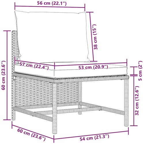 3-dijelni vrtni set sofa od poliratana s jastucima crni Slike